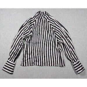 Lee Mathews Women Top Size 1 (2/4) Silk‎ Striped Mock Neck Luxury Designer